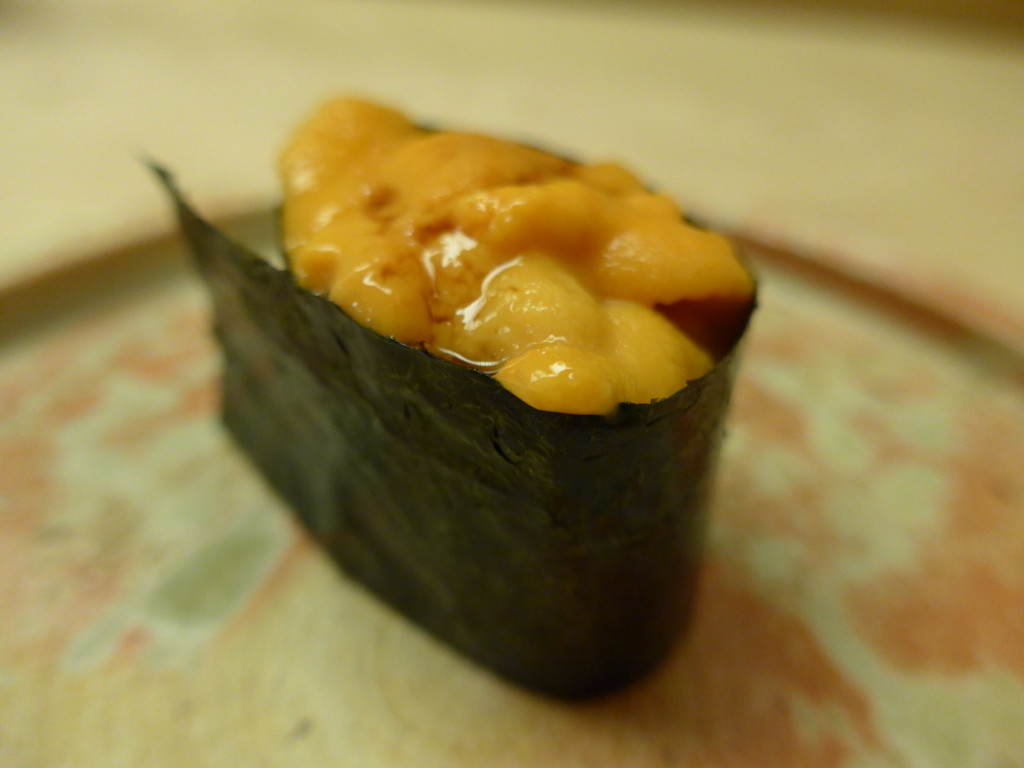 Uni sea urchin sushi at Ginza Sushi Aoki
